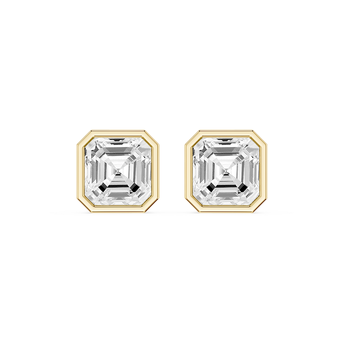 Asscher Lab Grown Diamond Bezel Set Certified Stud Earrings