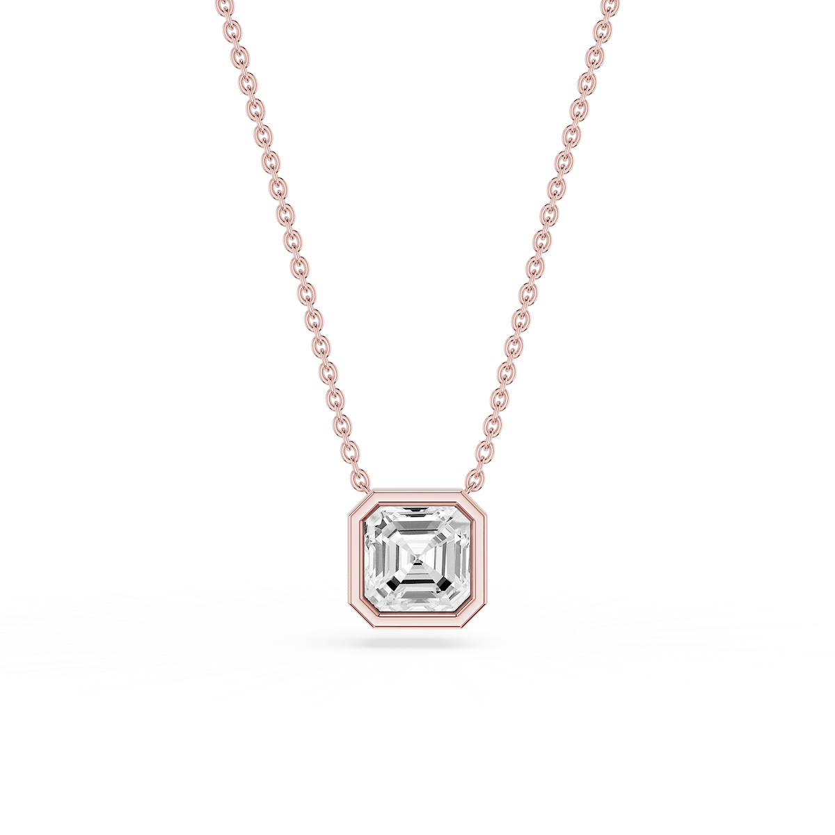 Asscher Lab Grown Diamond Bezel Solitaire Slide Pendant - 16 to 18 Inches