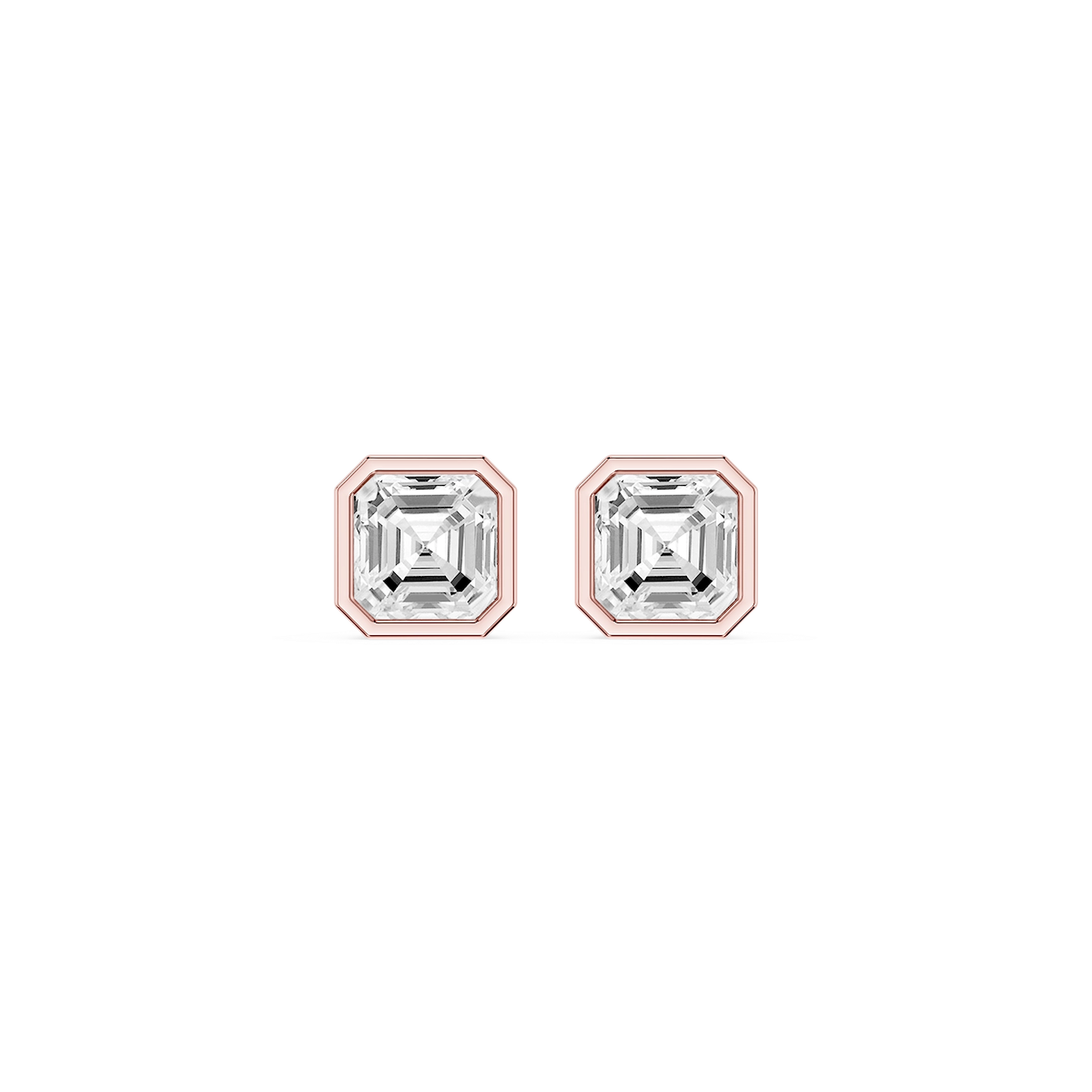Asscher Lab Grown Diamond Bezel Set Stud Earrings