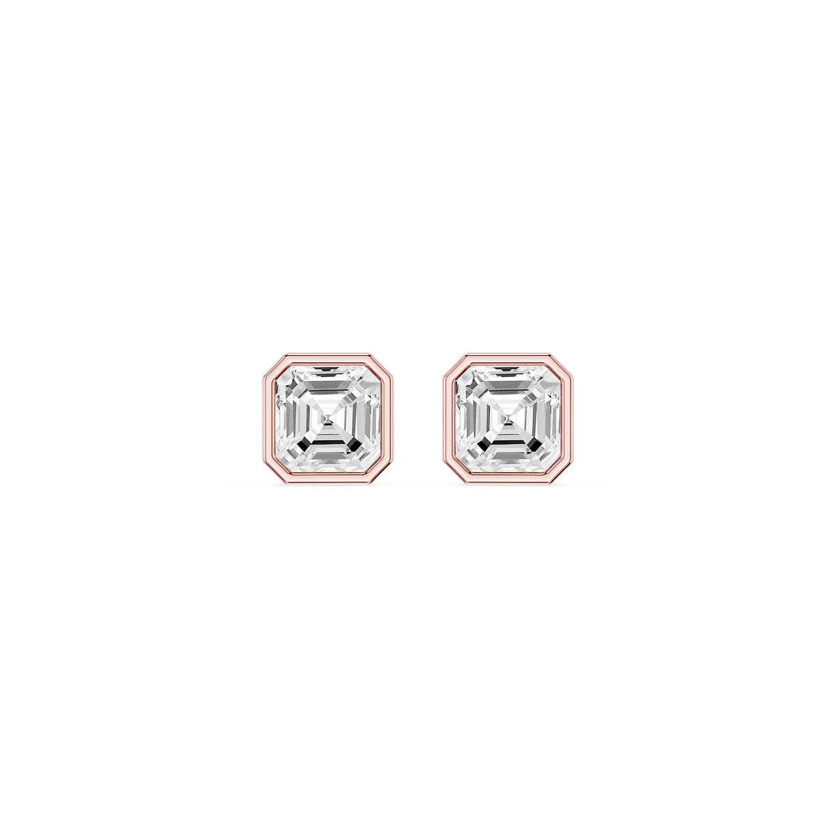 Asscher Lab Grown Diamond Bezel Set Stud Earrings