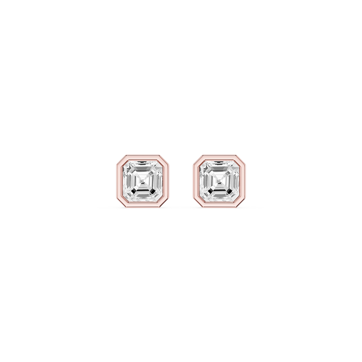 Asscher Lab Grown Diamond Bezel Set Stud Earrings
