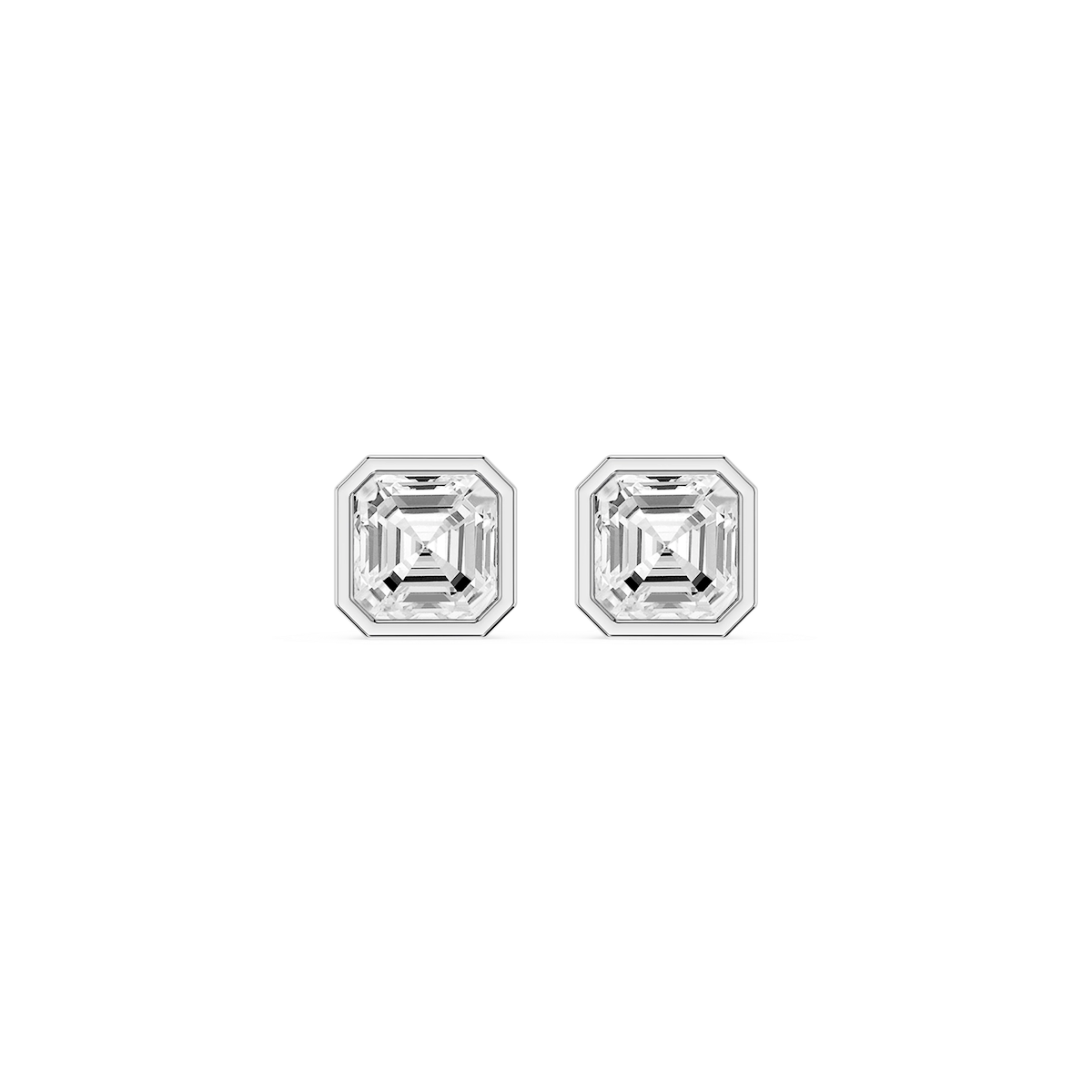 Asscher Lab Grown Diamond Bezel Set Stud Earrings