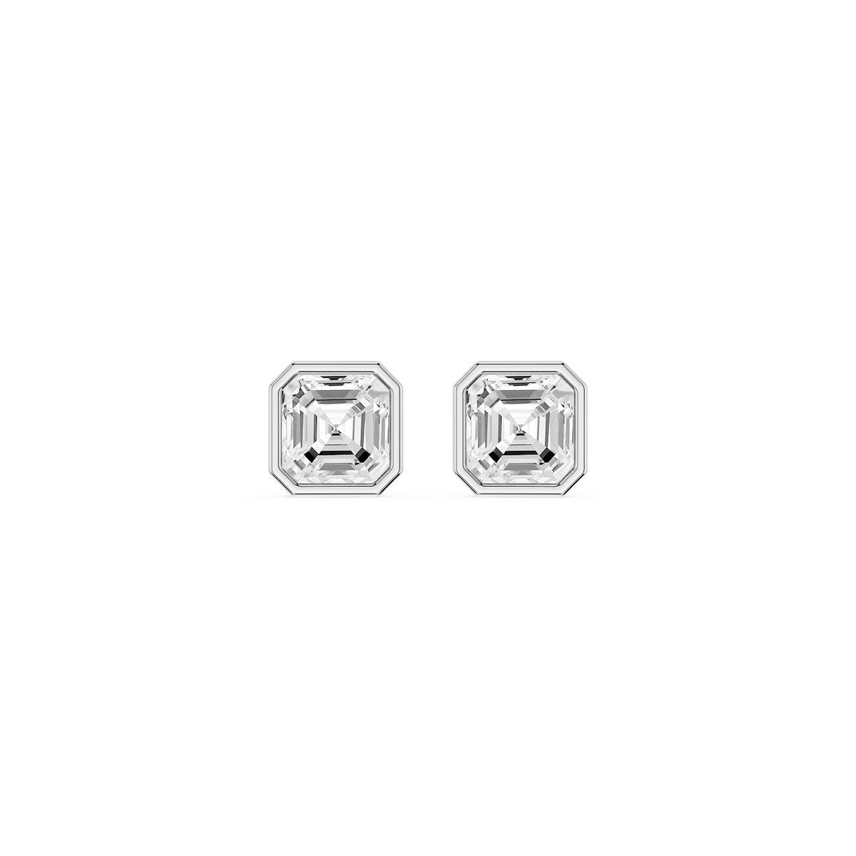 Asscher Lab Grown Diamond Bezel Set Stud Earrings