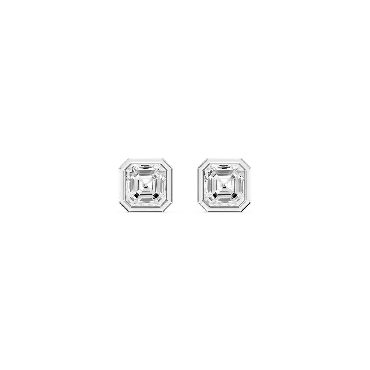 Asscher Lab Grown Diamond Bezel Set Stud Earrings