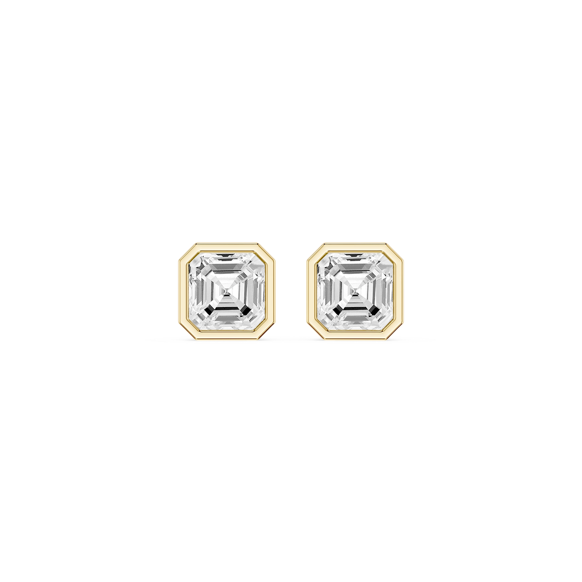Asscher Lab Grown Diamond Bezel Set Stud Earrings
