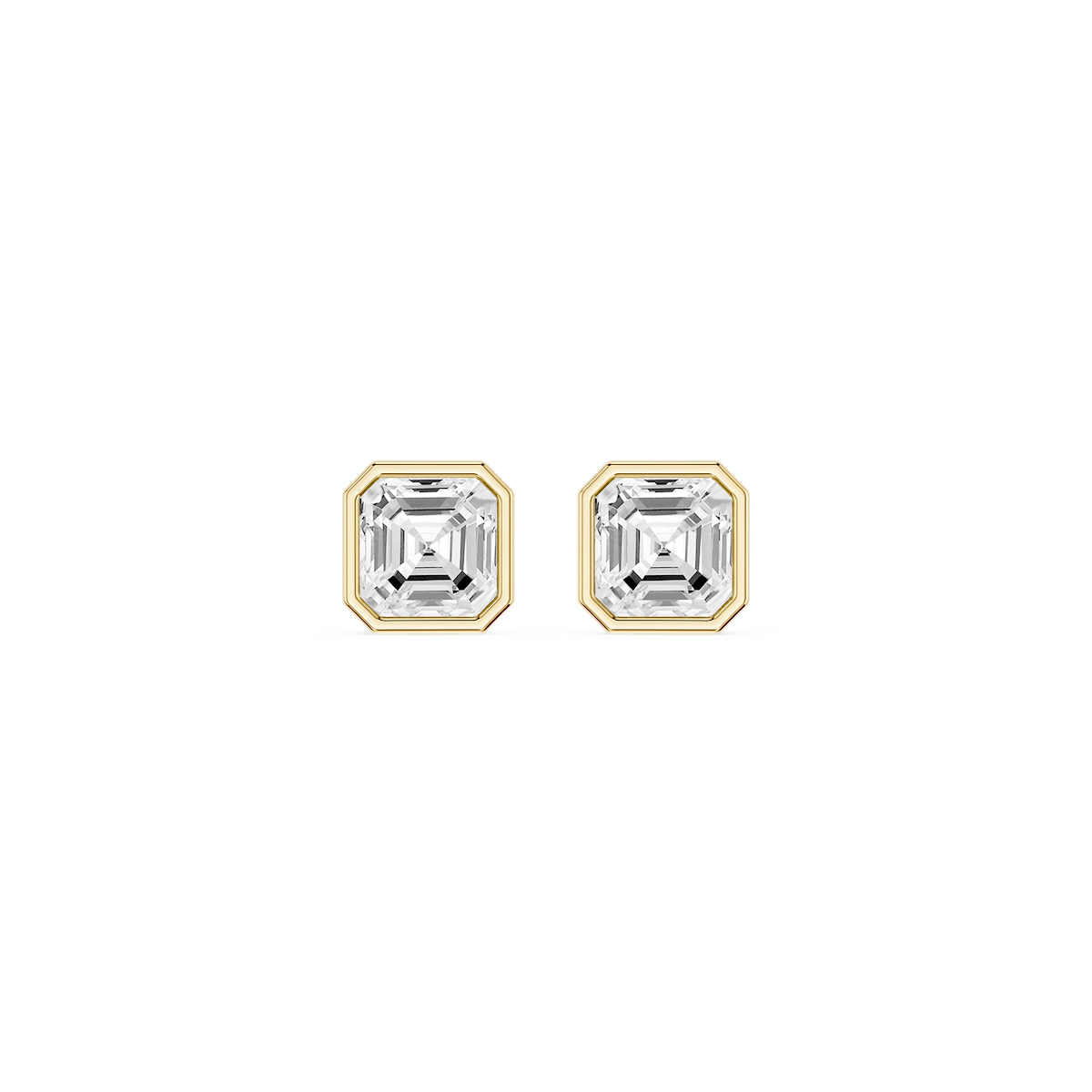 Asscher Lab Grown Diamond Bezel Set Stud Earrings