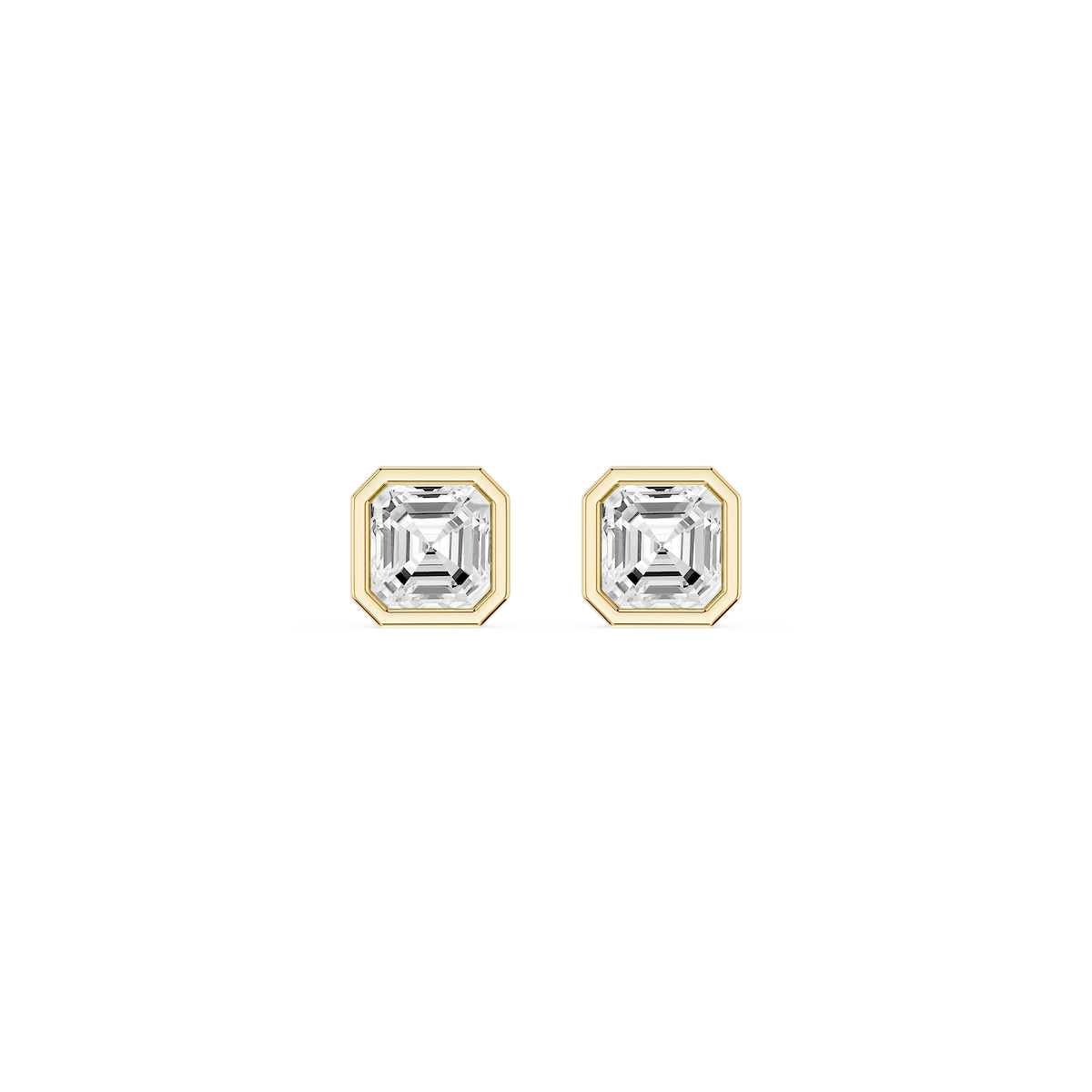 Asscher Lab Grown Diamond Bezel Set Stud Earrings