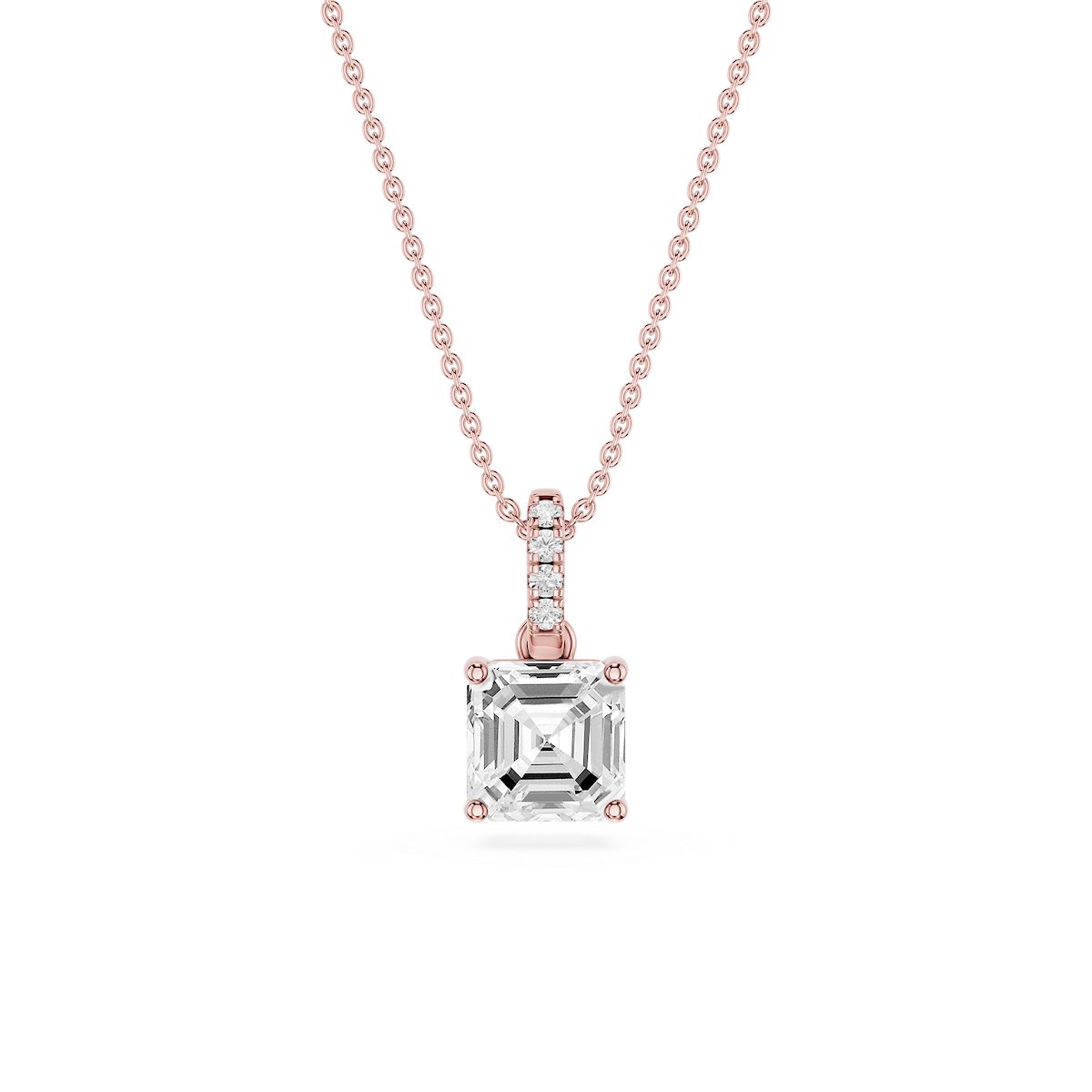 Asscher Lab Grown Diamond Hidden Halo Pendant - 16 to 18 Inches
