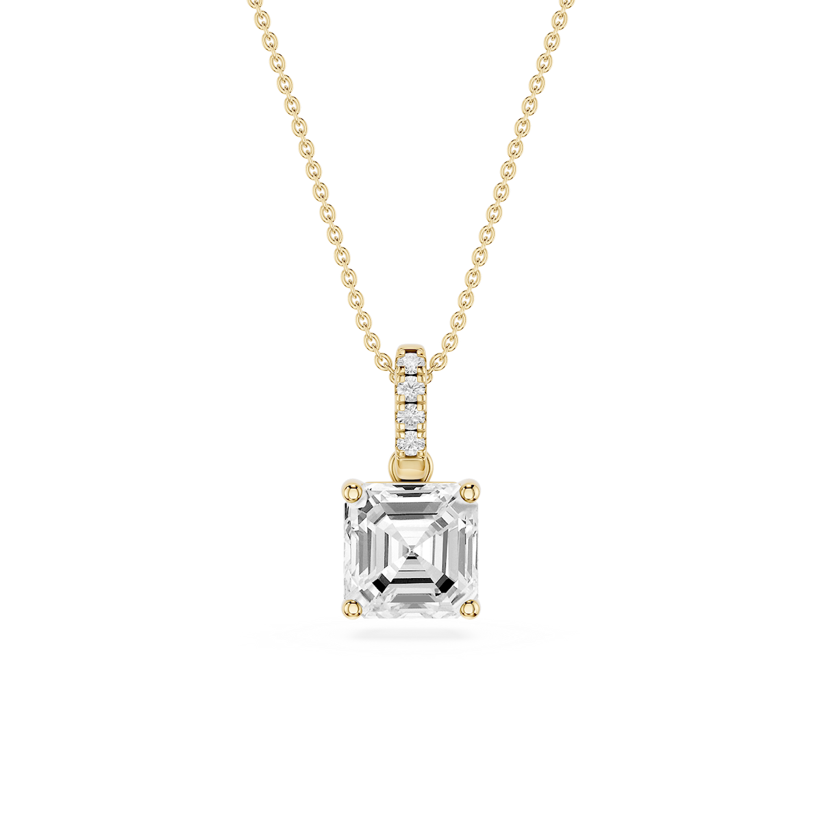 Asscher Lab Grown Diamond Hidden Halo Pendant - 16 to 18 Inches
