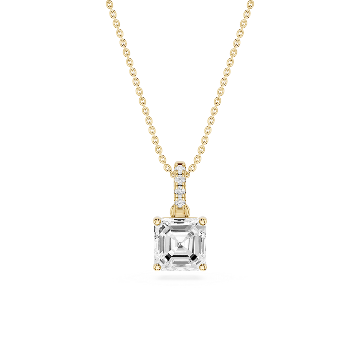 Asscher Lab Grown Diamond Hidden Halo Pendant - 16 to 18 Inches