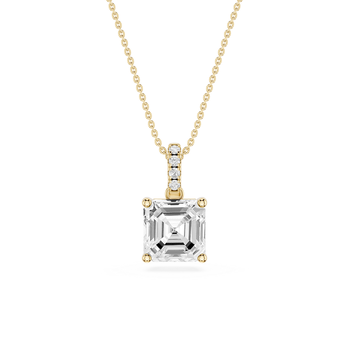Asscher Lab Grown Diamond Hidden Halo Pendant - 16 to 18 Inches