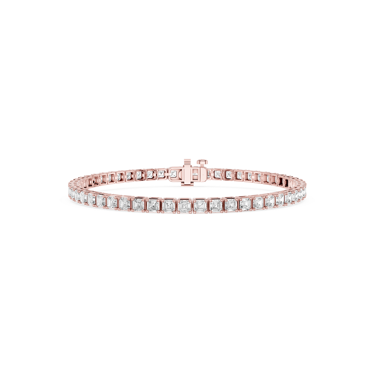 Asscher Lab Grown Diamond Four Prong Tennis Bracelet - 7 Inches