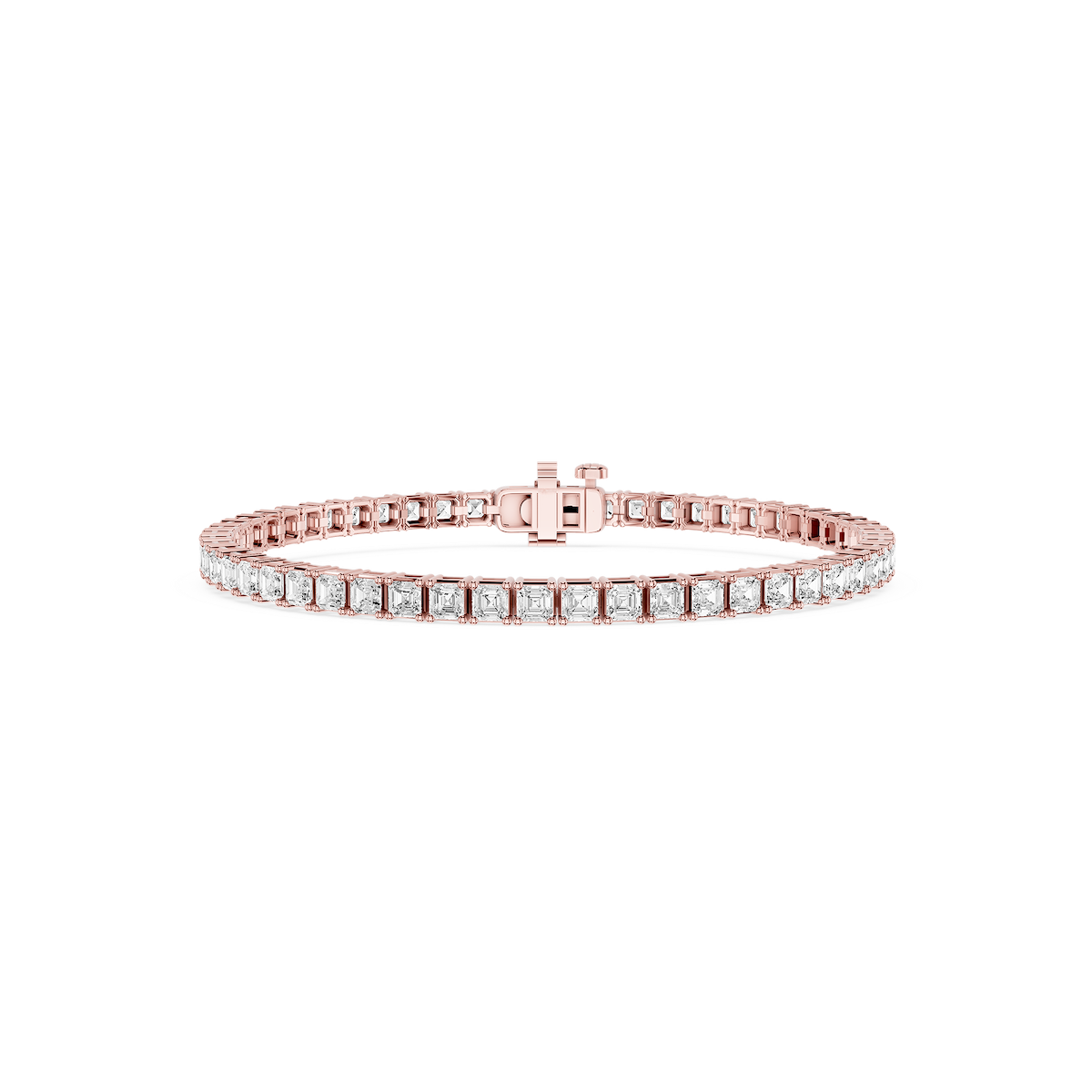 Asscher Lab Grown Diamond Four Prong Tennis Bracelet - 7 Inches