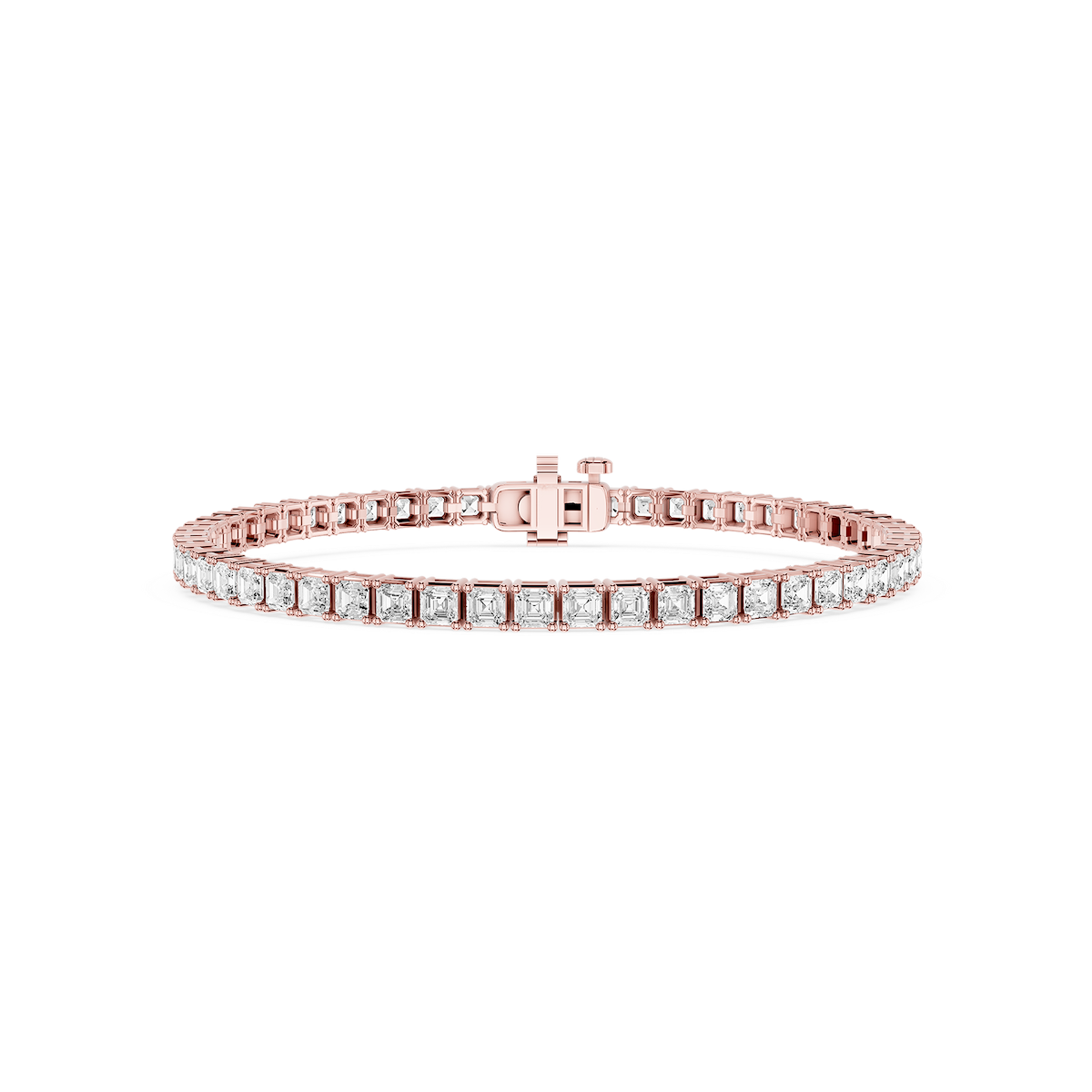 Asscher Lab Grown Diamond Four Prong Tennis Bracelet - 7 Inches