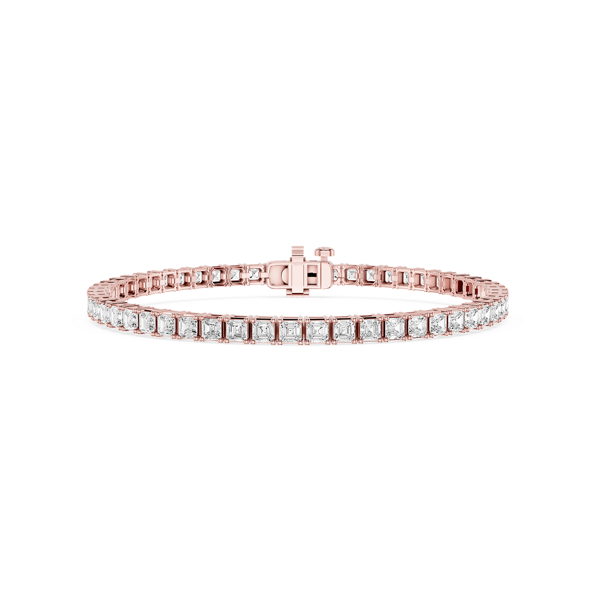 Asscher Lab Grown Diamond Four Prong Tennis Bracelet - 7 Inches
