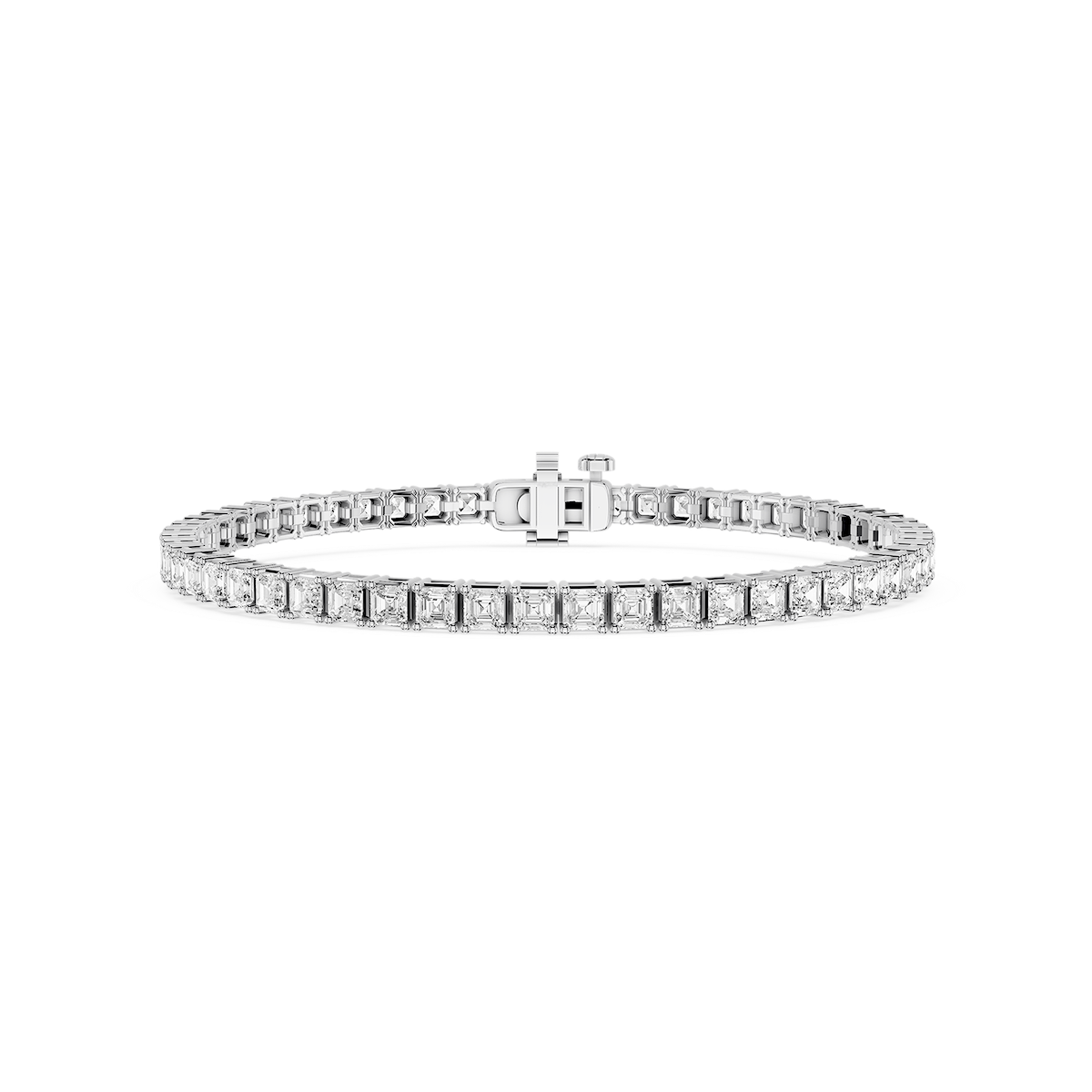 Asscher Lab Grown Diamond Four Prong Tennis Bracelet - 7 Inches