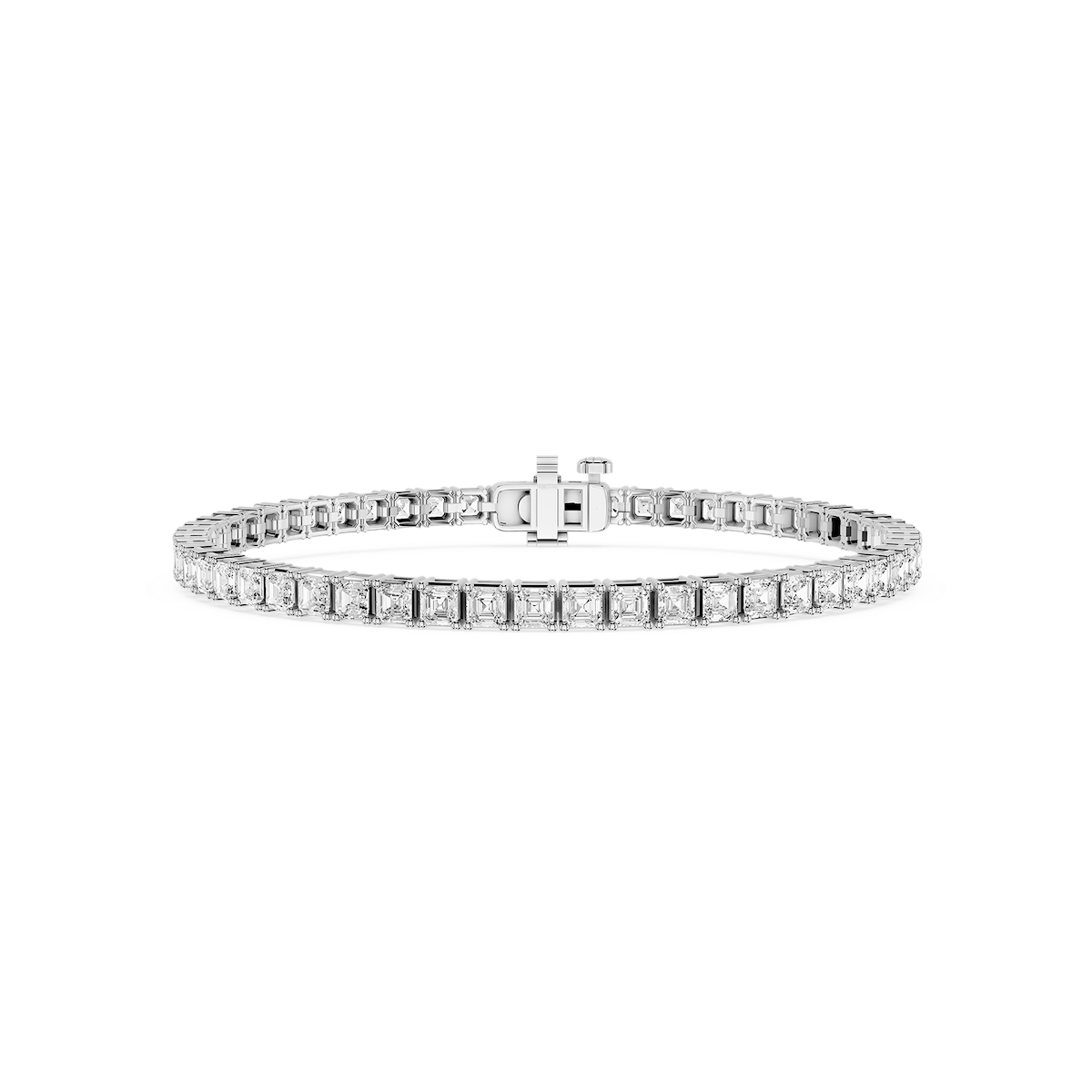 Asscher Lab Grown Diamond Four Prong Tennis Bracelet - 7 Inches