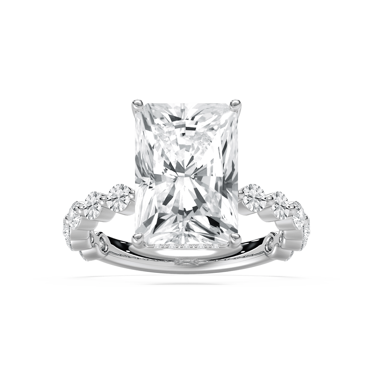 Aubrey 7 ctw Radiant Lab Grown Diamond Single Shared Prong Hidden Halo Engagement Ring