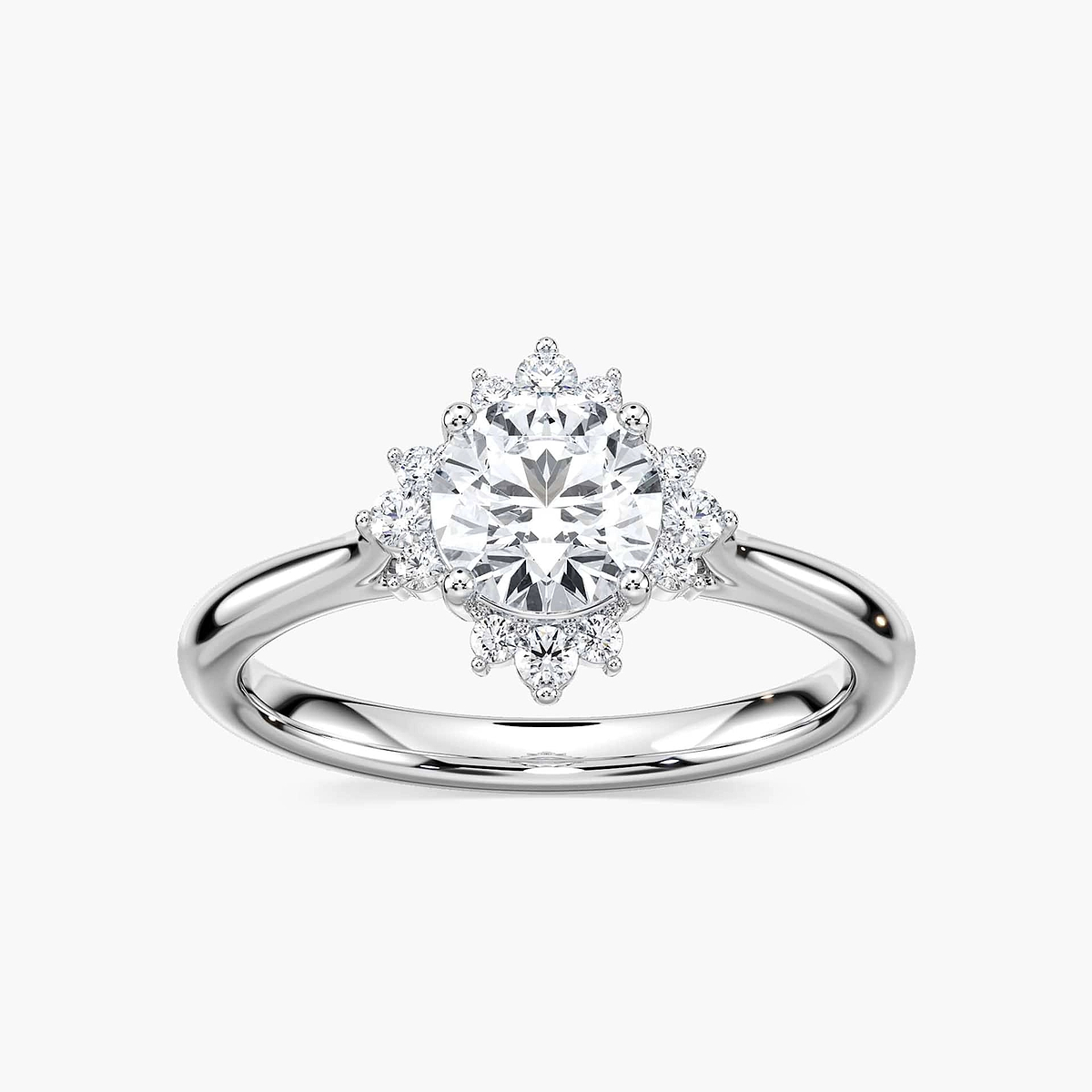 Aura Round Lab Grown Diamond Snowflake Halo Engagement Ring