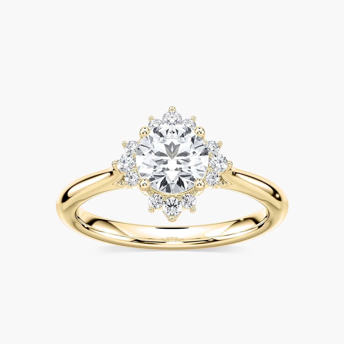 Aura Round Lab Grown Diamond Snowflake Halo Engagement Ring
