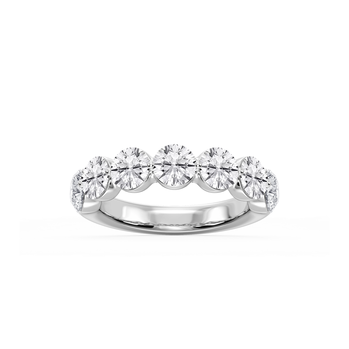 Aurora Round Lab Grown Diamond Single Shared Prong Anniversary Band