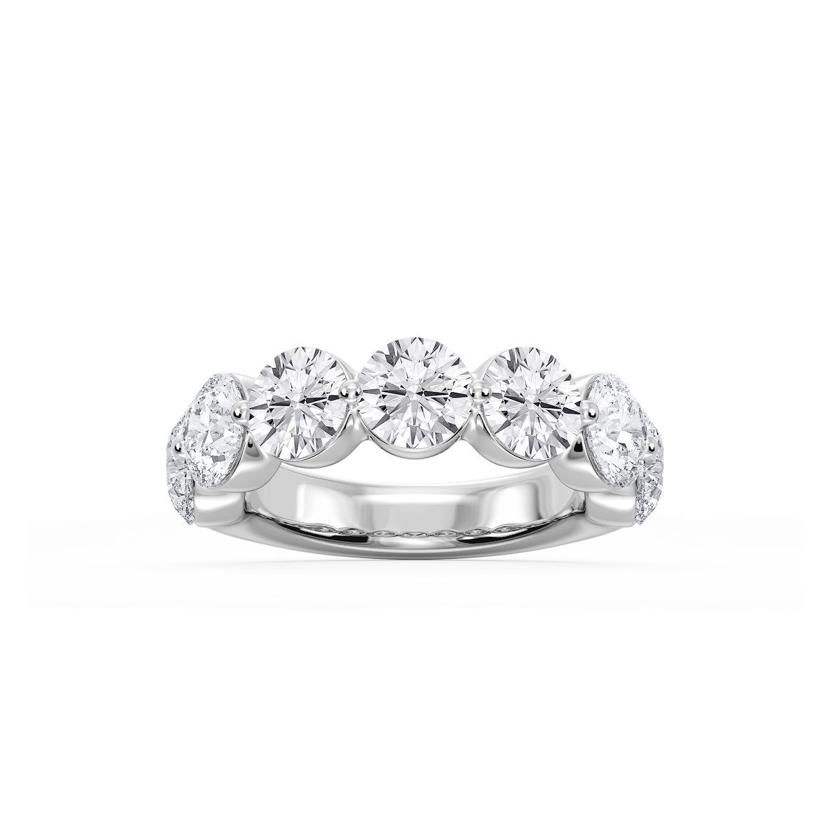 Aurora Round Lab Grown Diamond Single Shared Prong Anniversary Band