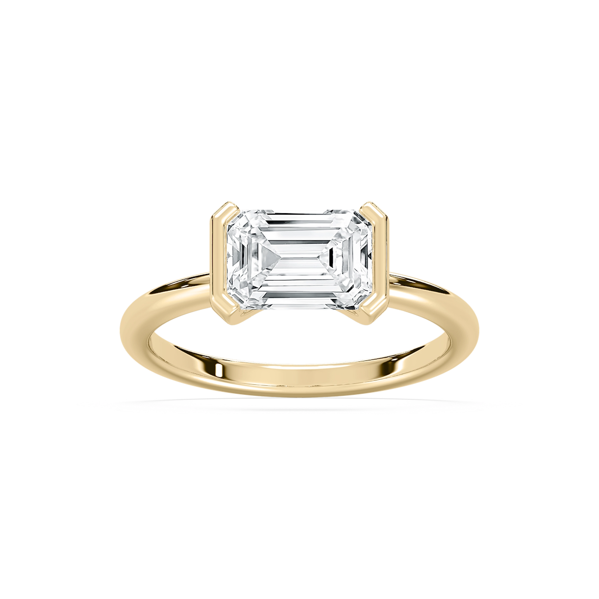 Azure 2 ctw Emerald Lab Grown Diamond East West Semi Bezel Solitaire Engagement Ring