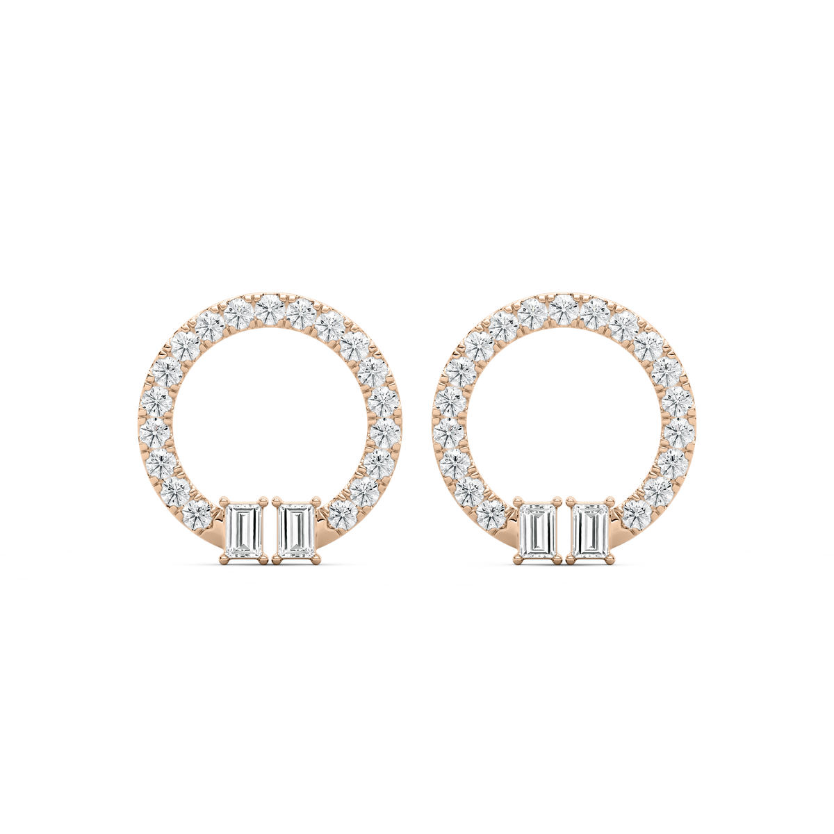1 ⁵/₈ ctw Baguette and Round Lab Grown Diamond Circle Earrings
