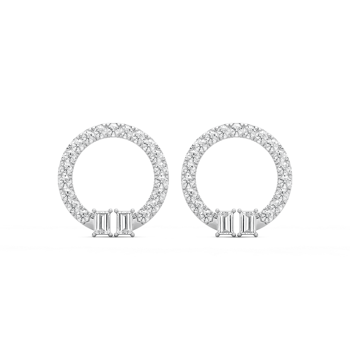 1 ⁵/₈ ctw Baguette and Round Lab Grown Diamond Circle Earrings