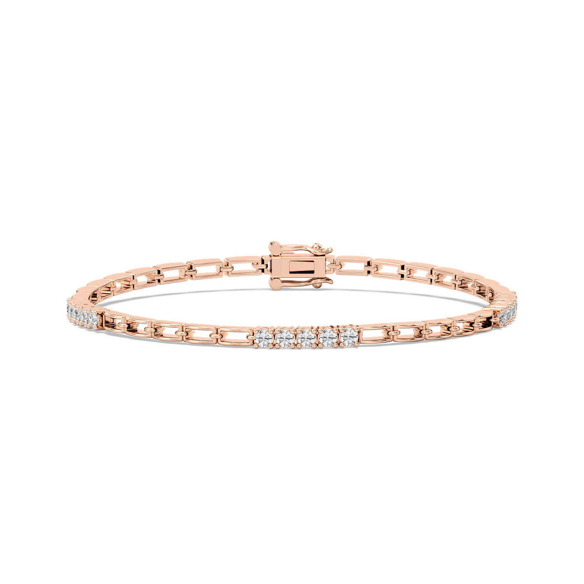 1 ctw Round Lab Grown Diamond Bar Link Bracelet  - 7 Inches