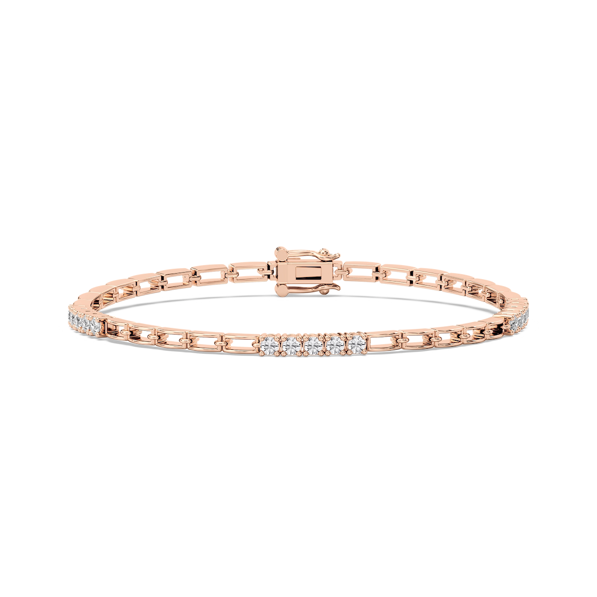 1 ctw Round Lab Grown Diamond Bar Link Bracelet  - 7 Inches