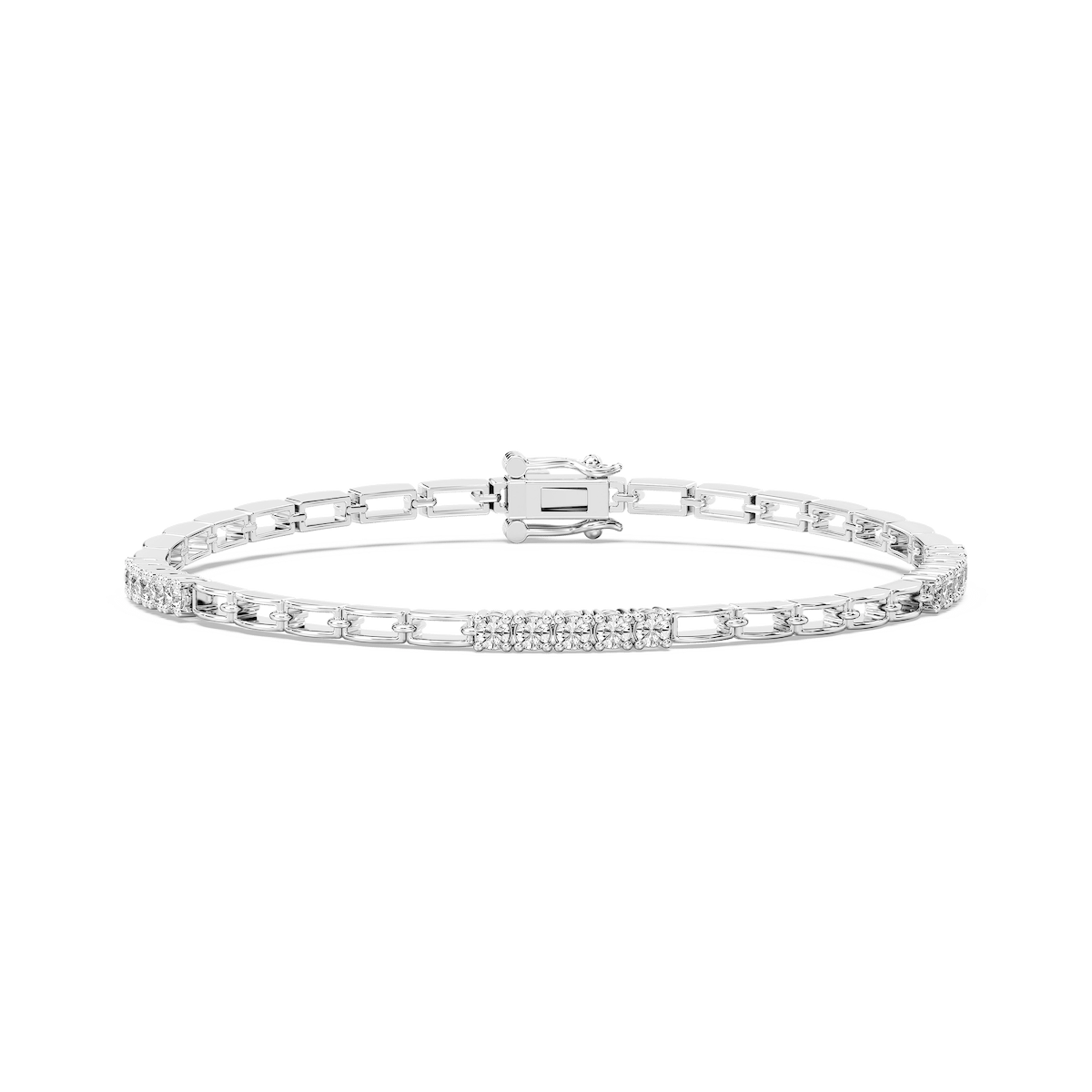 1 ctw Round Lab Grown Diamond Bar Link Bracelet  - 7 Inches