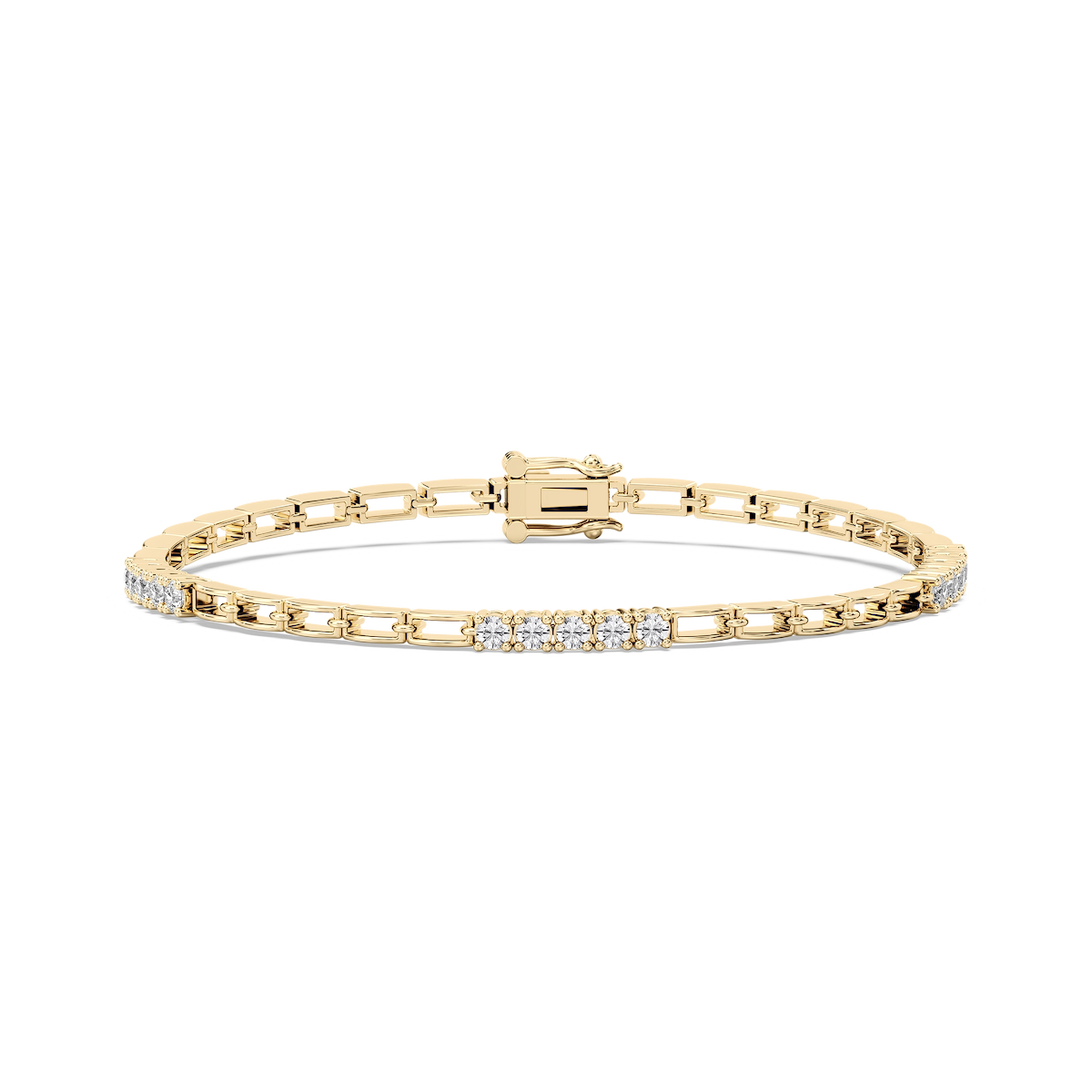 1 ctw Round Lab Grown Diamond Bar Link Bracelet  - 7 Inches