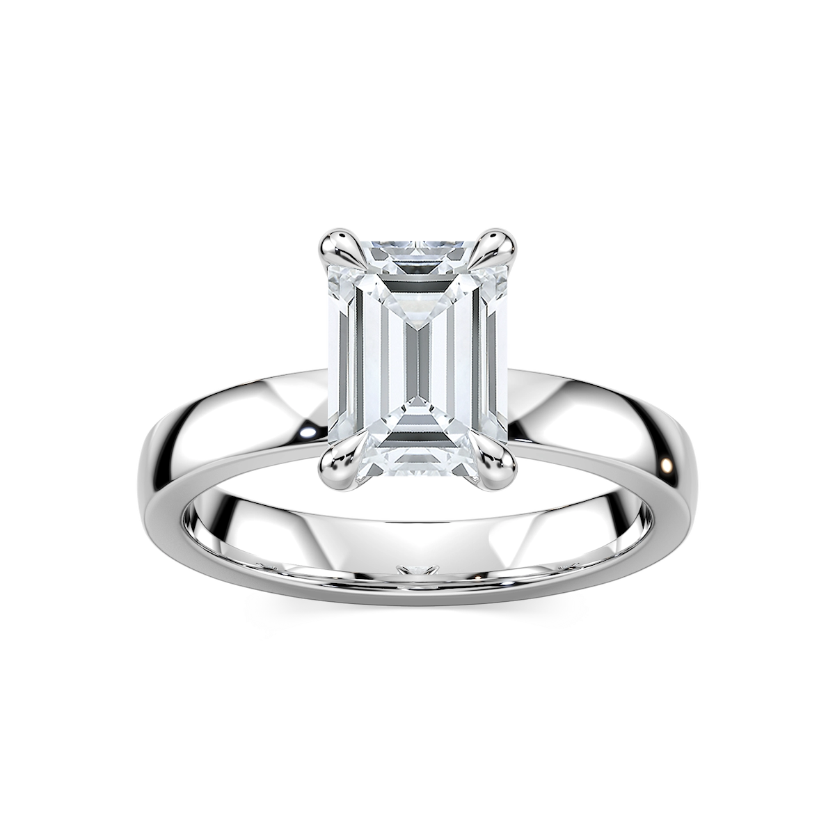 Maya Emerald Lab Grown Diamond 3mm Cigar Band Solitaire Engagement Ring