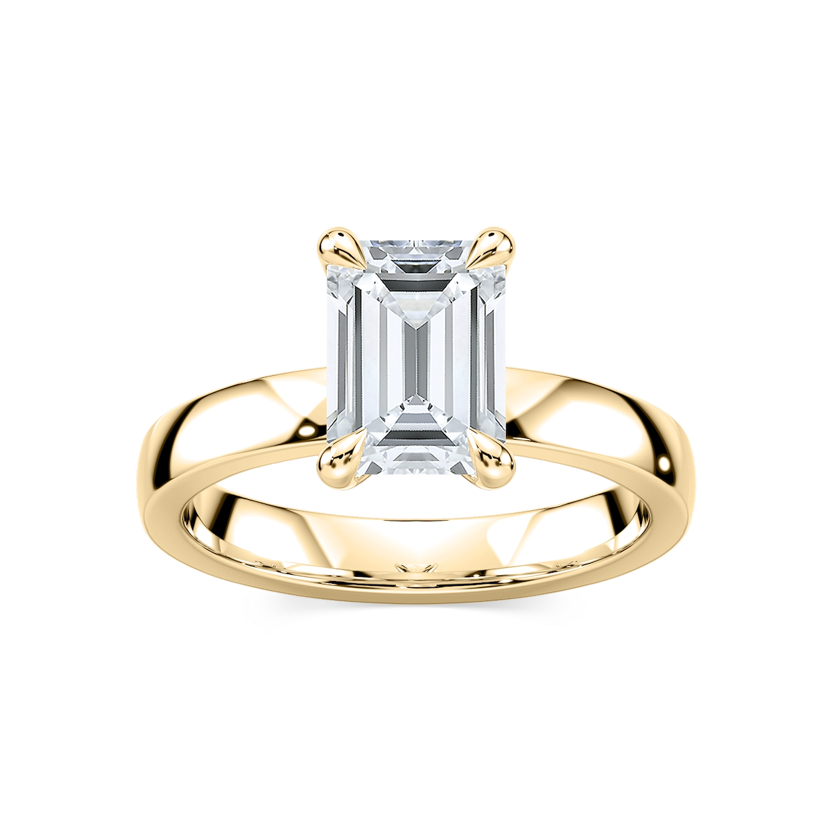 Maya Emerald Lab Grown Diamond 3mm Cigar Band Solitaire Engagement Ring