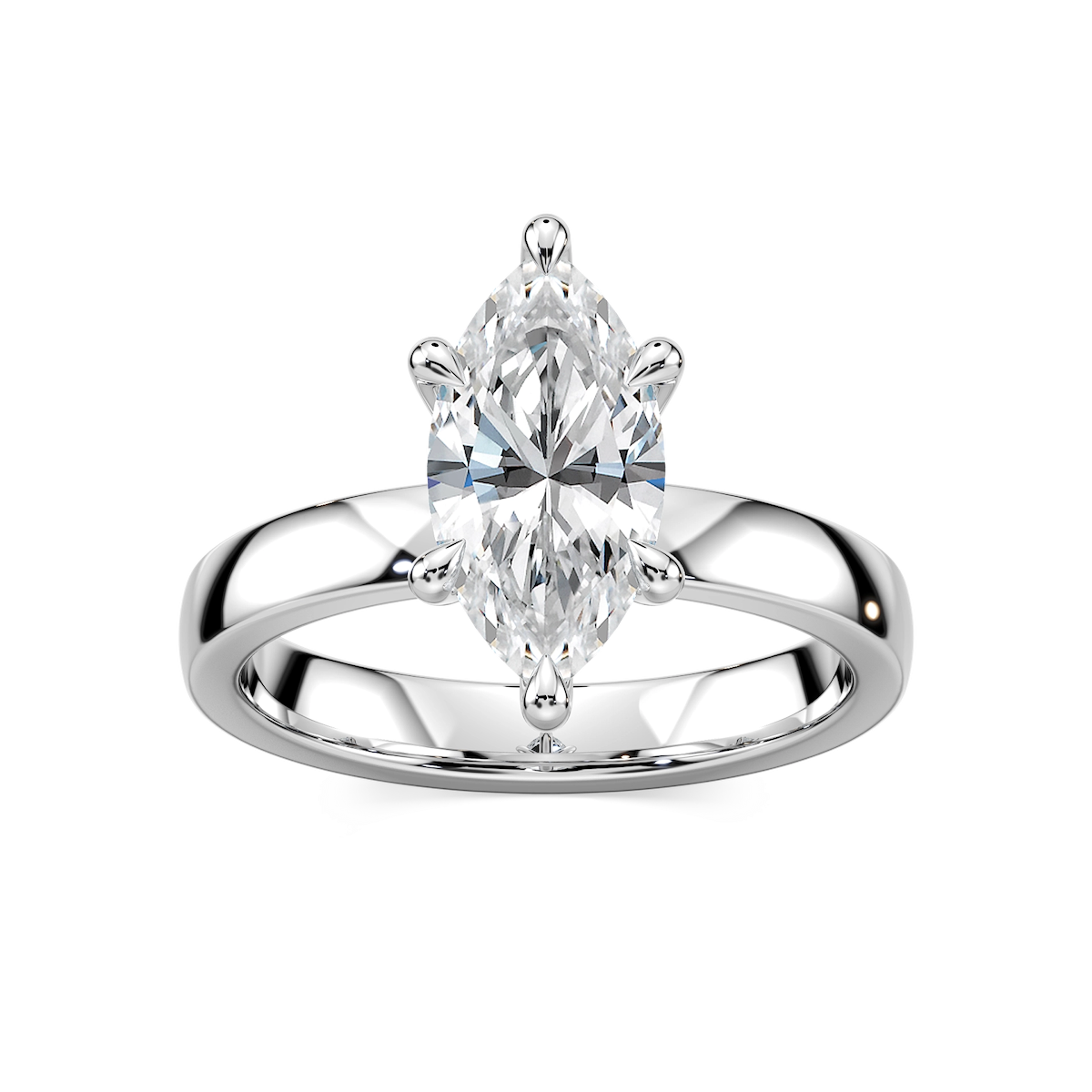 Maya Marquise Lab Grown Diamond 3mm Cigar Band Solitaire Engagement Ring