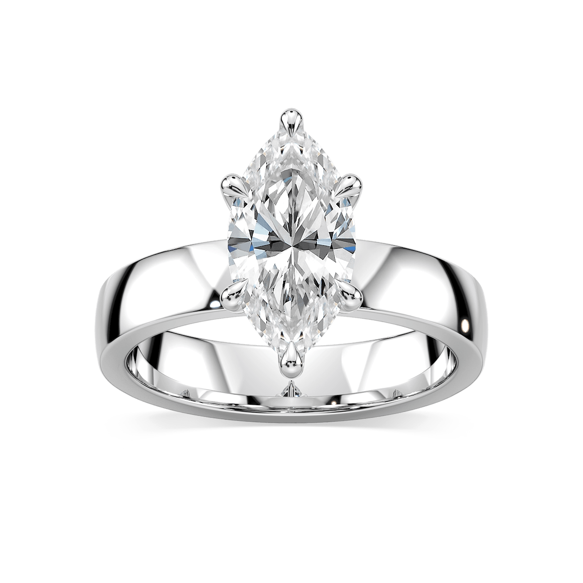 Maya Marquise Lab Grown Diamond 4mm Cigar Band Solitaire Engagement Ring