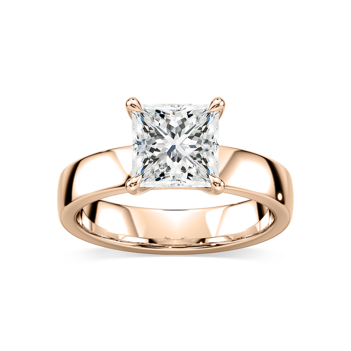 Maya Princess Lab Grown Diamond 4mm Cigar Band Solitaire Engagement Ring