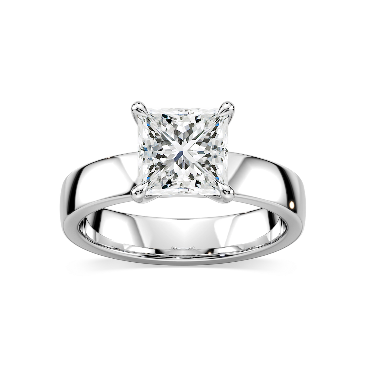 Maya Princess Lab Grown Diamond 4mm Cigar Band Solitaire Engagement Ring