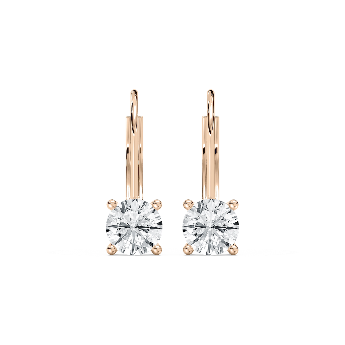 Round Lab Grown Diamond Leverback Basket Drop Earrings