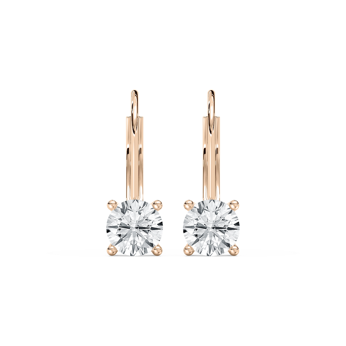 Round Lab Grown Diamond Leverback Basket Drop Earrings