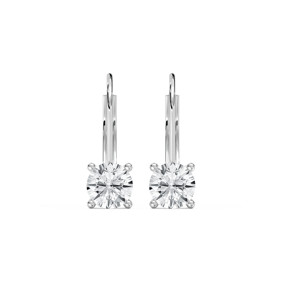 Round Lab Grown Diamond Leverback Basket Drop Earrings