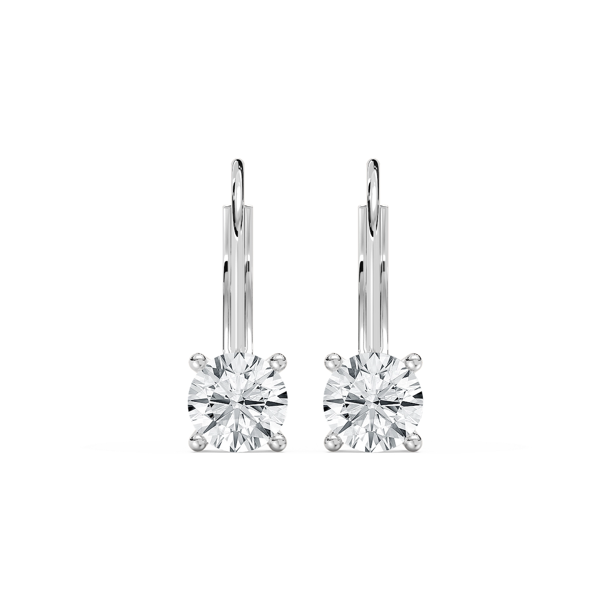 Round Lab Grown Diamond Leverback Basket Drop Earrings