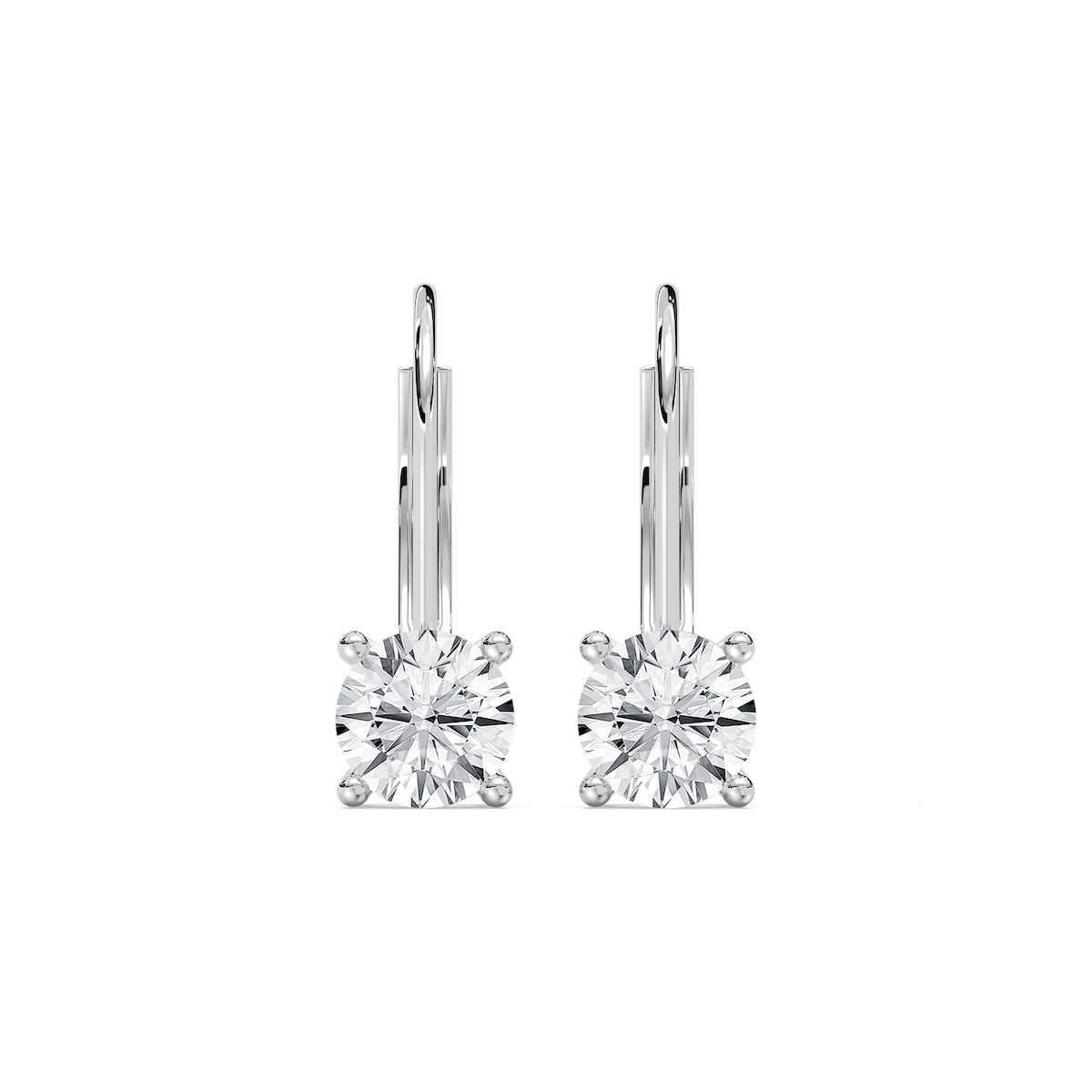 Round Lab Grown Diamond Leverback Basket Drop Earrings