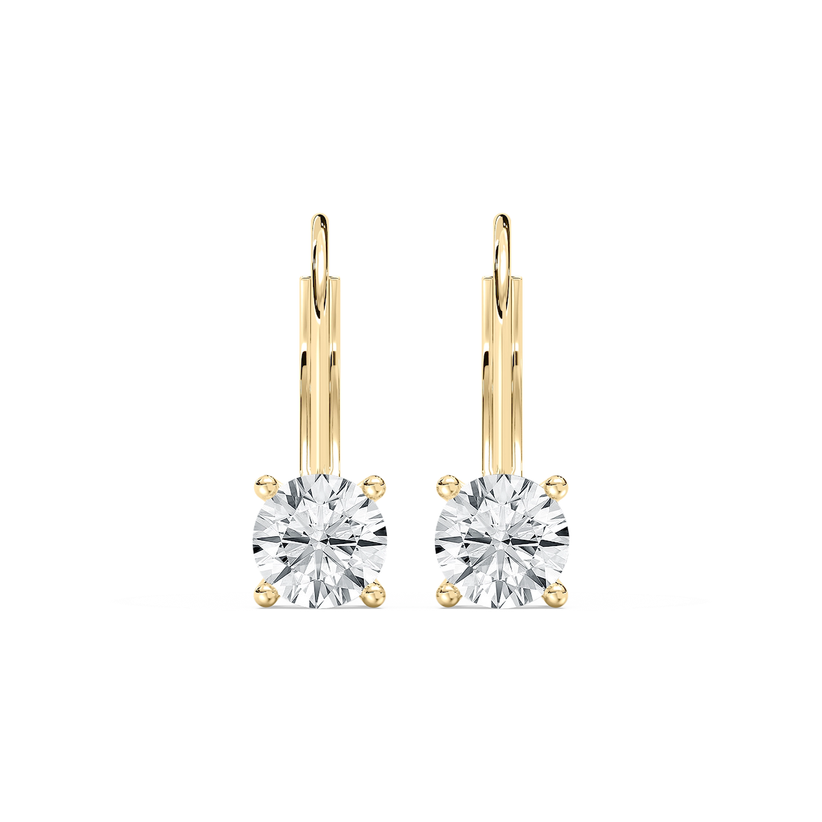 Round Lab Grown Diamond Leverback Basket Drop Earrings