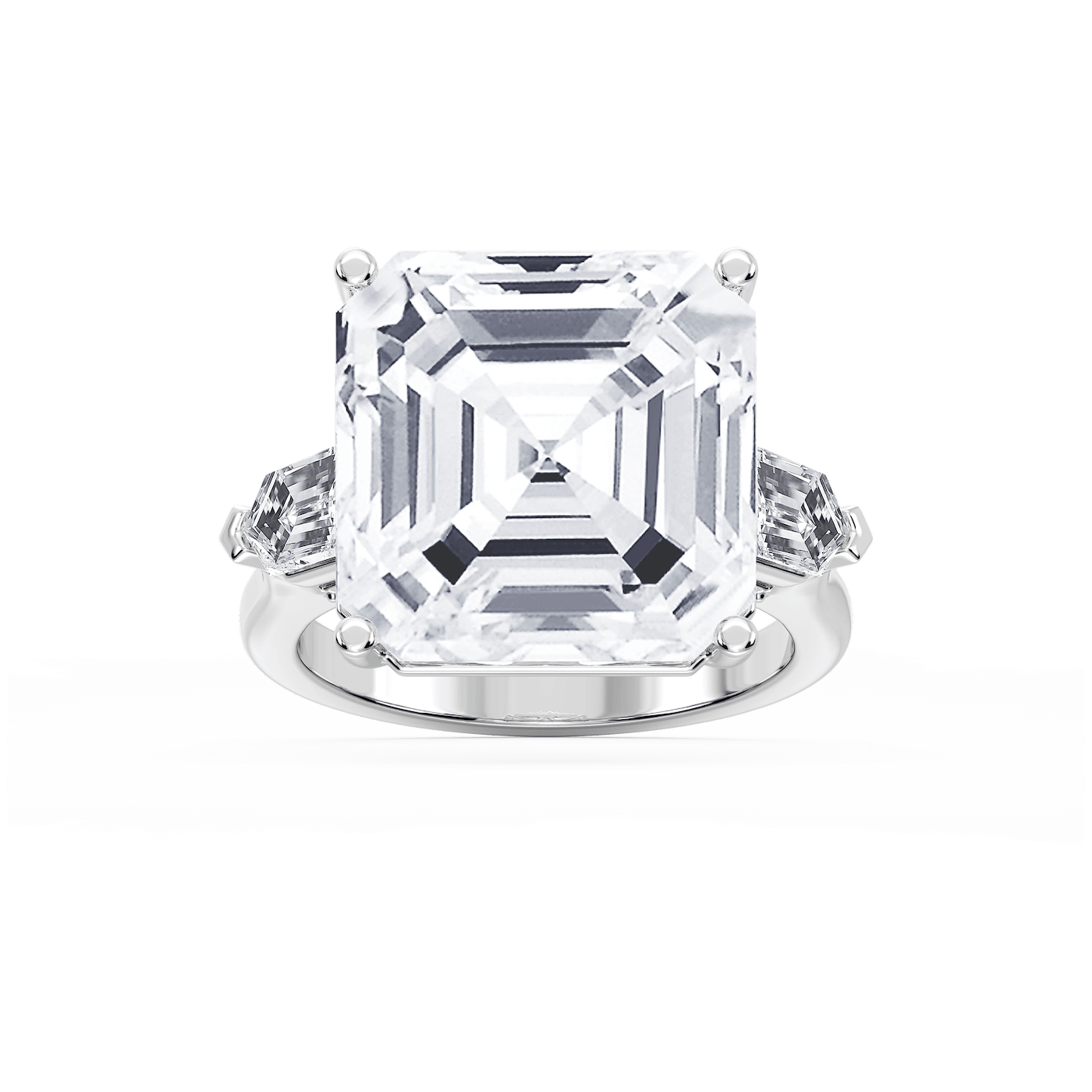 Beth 21 ³⁄₄ ctw Asscher Lab Grown Diamond Three Stone Engagement Ring - Signature Collection