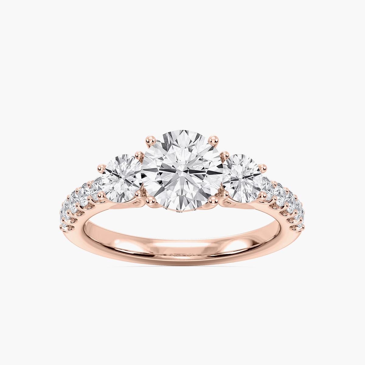 Betty 2 ½ ctw Round Lab Grown Diamond Trellis Three Stone Engagement Ring