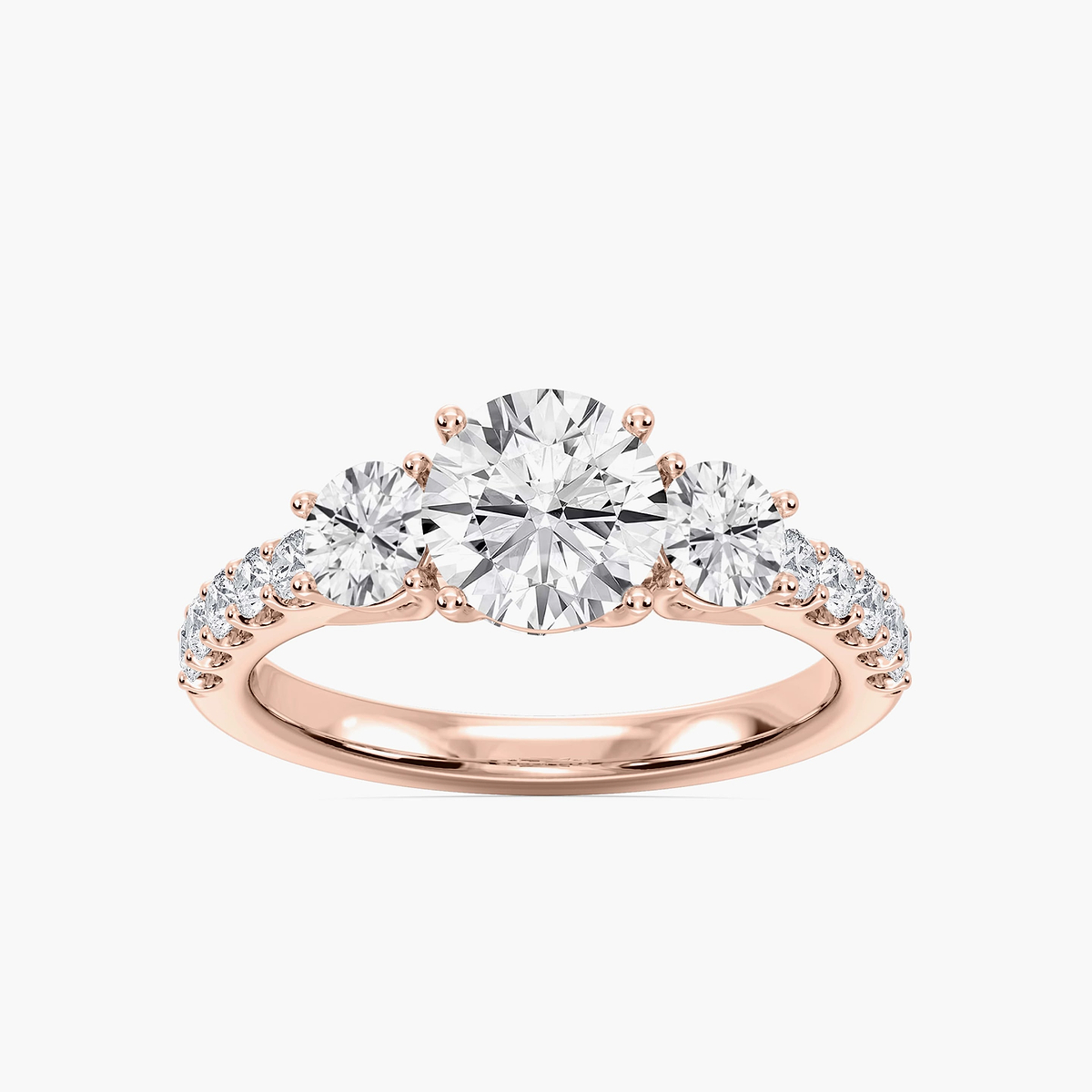 Betty 2 ½ ctw Round Lab Grown Diamond Trellis Three Stone Engagement Ring