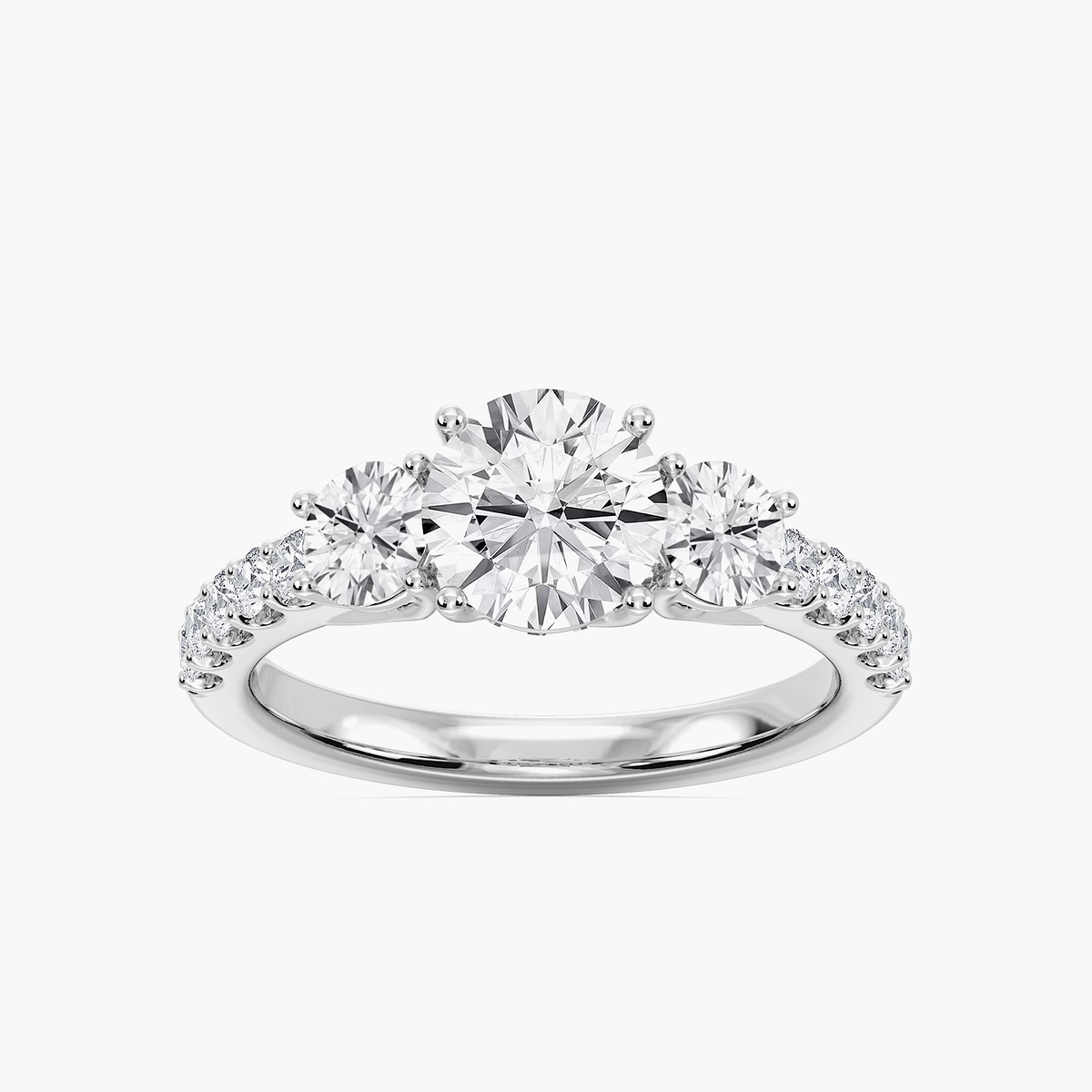 Betty 2 ½ ctw Round Lab Grown Diamond Trellis Three Stone Engagement Ring