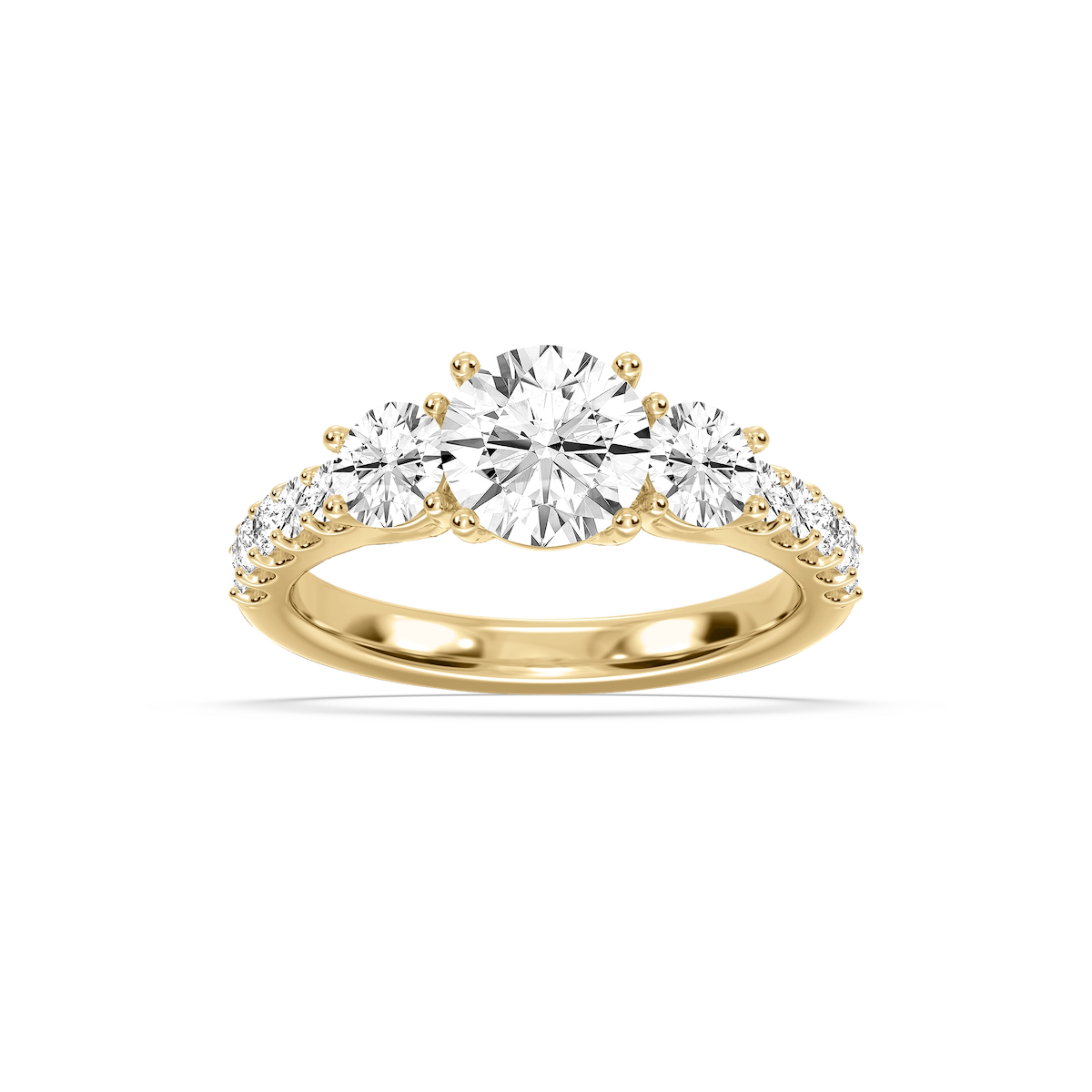 Betty 2 ½ ctw Round Lab Grown Diamond Trellis Three Stone Engagement Ring